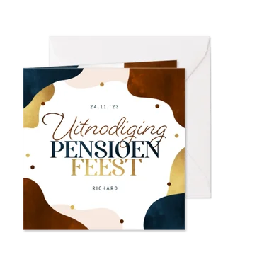 Uitnodiging pensioenfeest stijlvol modern confetti goud